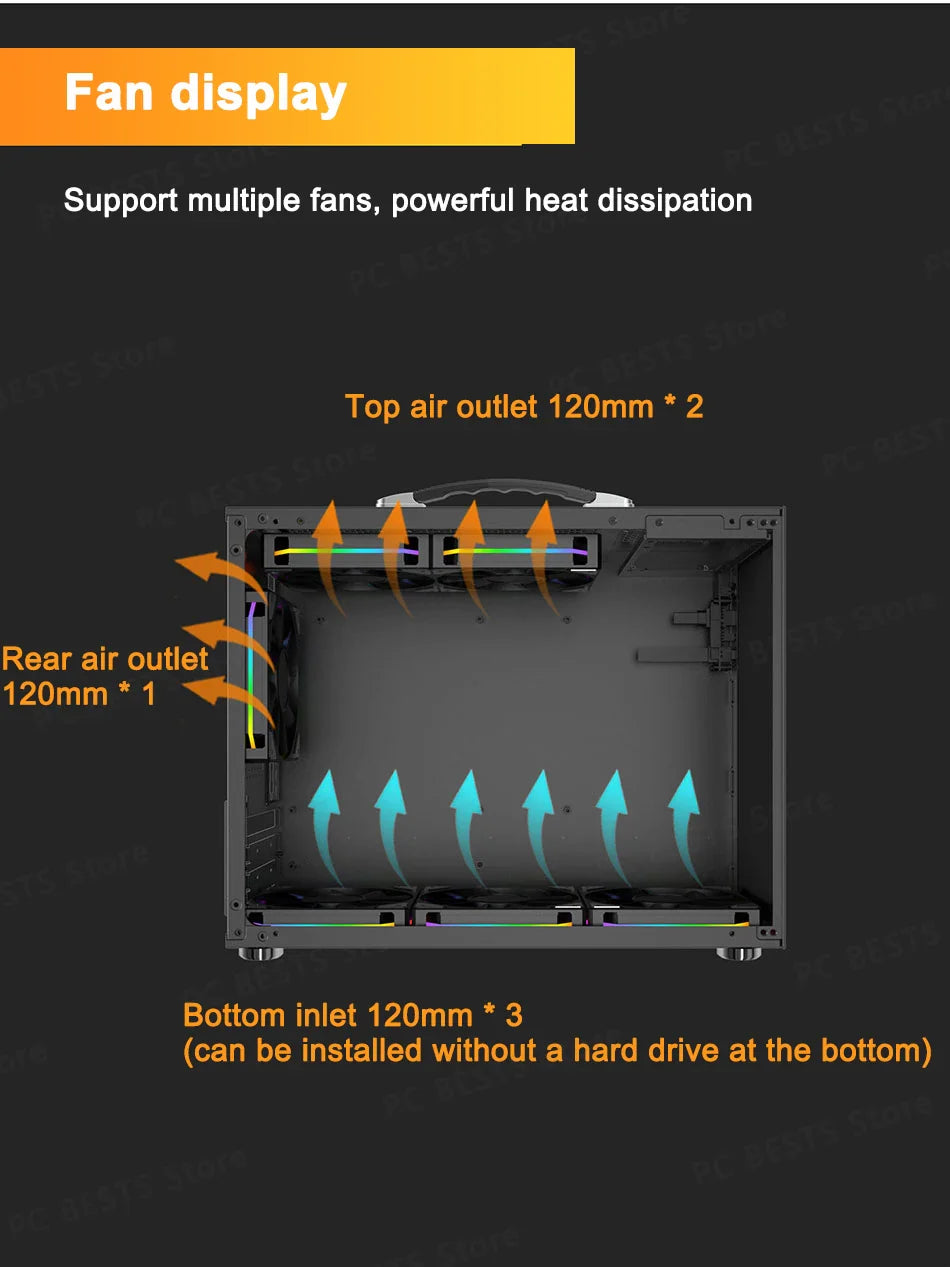 Mini ITX PC Case Transparent Side 240mm Water Cooling - Tophatter Daily Deals