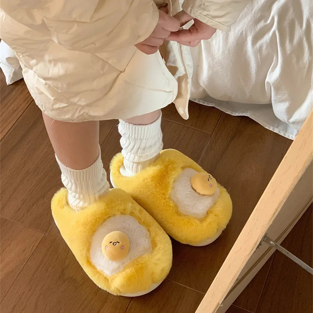 Sanrio Gudetama Cute Soft Fluffy Home Slippers Warm Plush Shoes Food - Tophatter Daily Deals