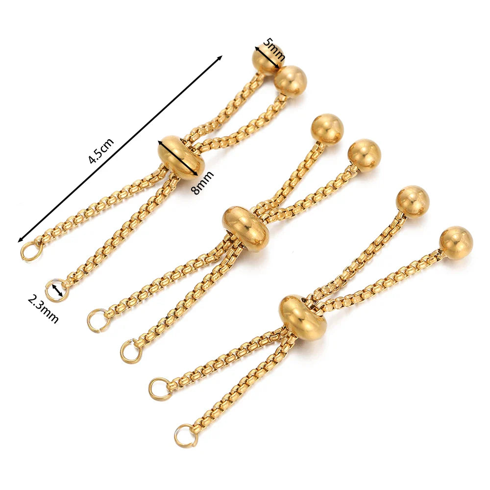 Stainless Steel Bracelet Extenders Adjustable Slider 3Pc Gold 02 3pcs - Tophatter Daily Deals