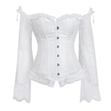 Supportive Women's Corset Top - Off Shoulder, Lace Satin - Tophatter Daily Deals