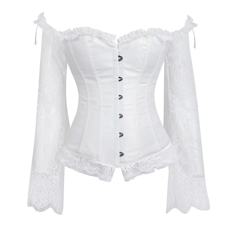 Supportive Women's Corset Top - Off Shoulder, Lace Satin - Tophatter Daily Deals