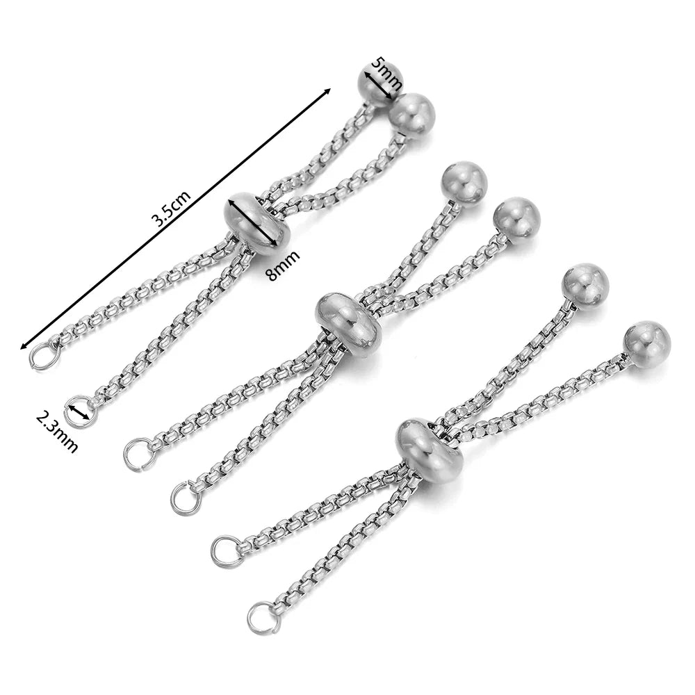 Stainless Steel Bracelet Extenders Adjustable Slider 3Pc Steel 01 3pcs - Tophatter Daily Deals