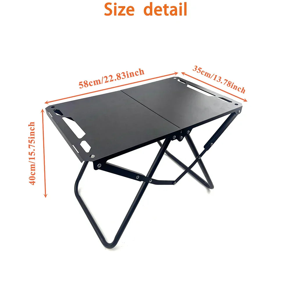Foldable Hollowed Surface Camping Table Black Camp Furniture - Tophatter Daily Deals