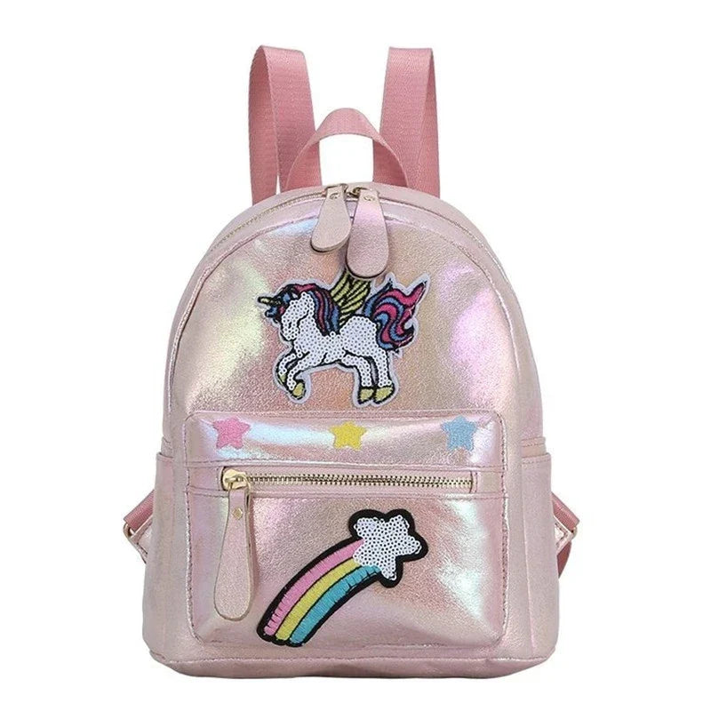 Holographic Backpack Unicorn Patches Rainbow Cloud Star Light Pink Mythical - Tophatter Daily Deals
