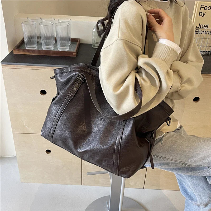 Leather Womens Tote Shoulder Crossbody Bag (Coffee) Apparel & Accessories > Handbags, Wallet's & Cases > Handbags > Shopper Bags - Tophatter Daily Deals