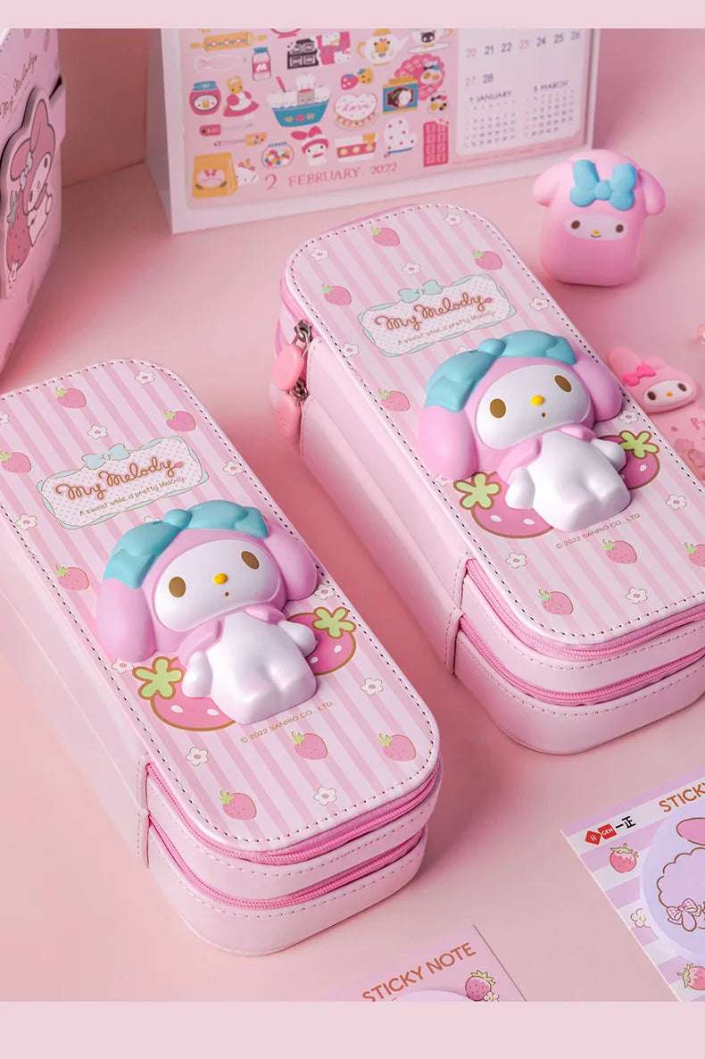 Sanrio Zipped Pencil Case Kawaii Hello Kitty Cinnamoroll My Melody Anime - Tophatter Daily Deals