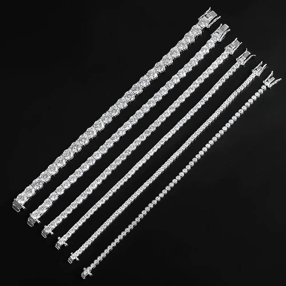 Moissanite 2mm Tennis Bracelet Sterling Silver White - Tophatter Daily Deals