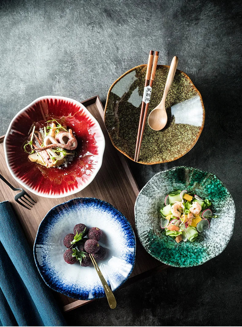 Japanese Ceramic Noodle Bowl Lotus Pattern Salad Bowl - Tophatter Daily Deals