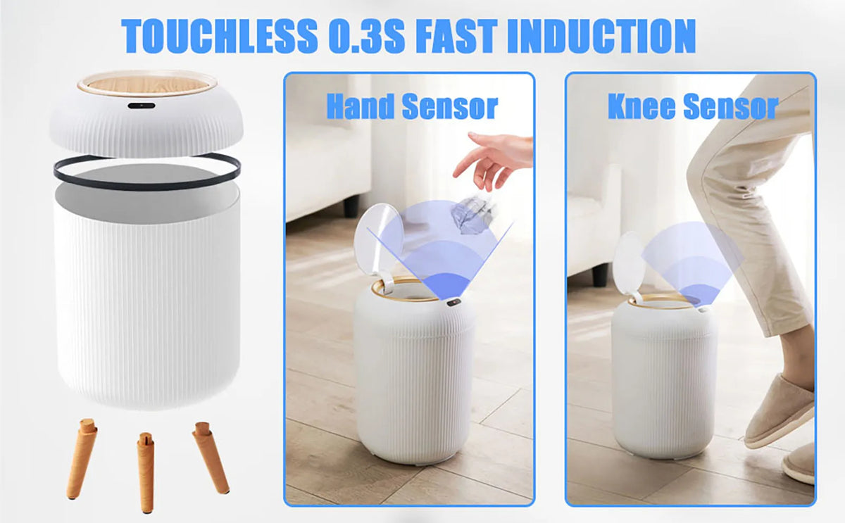 Motion Sensor Trash Can Small Plastic Smart Bin Hands Free - Tophatter Daily Deals