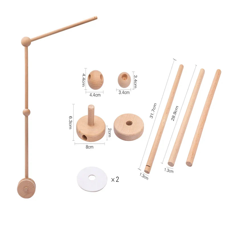 Wooden Crib Mobile Felt Bear Musical Newborn Sensory Toys Bracket - Tophatter Daily Deals