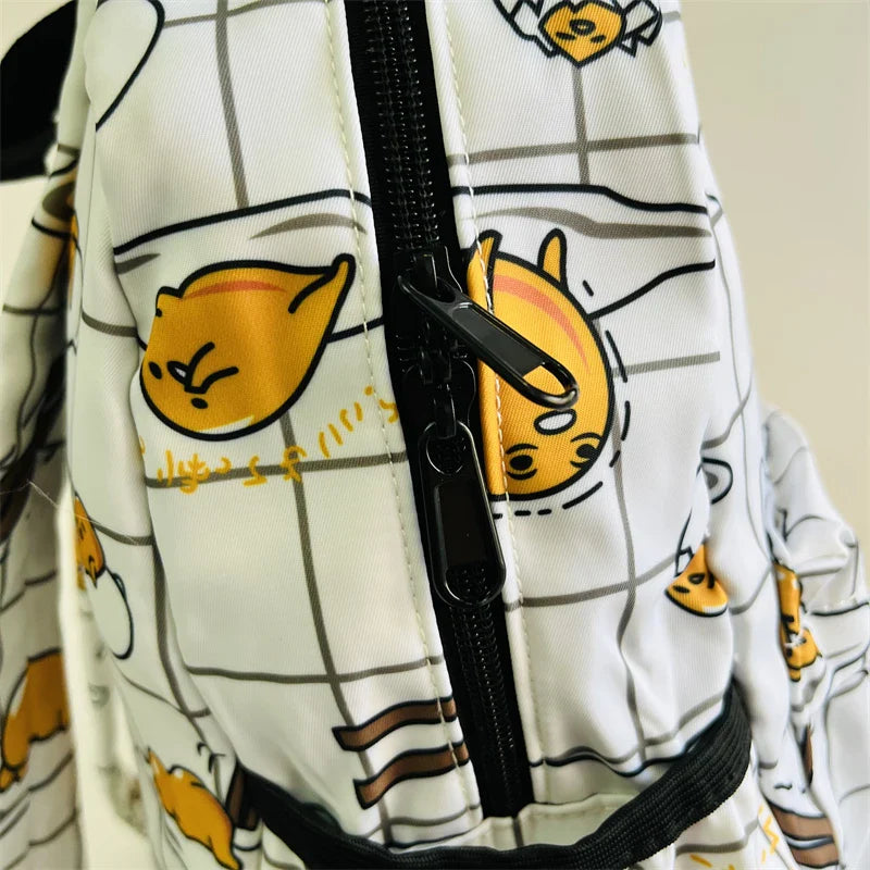 Sanrio Gudetama White Backpack Rucksack Schoolbags Travel Lazy Egg Food - Tophatter Daily Deals