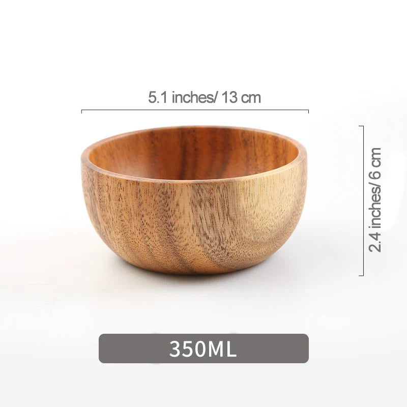 Acacia Wooden Bowl Japanese Style Salad Bowl Ramadan 350ml - Tophatter Daily Deals