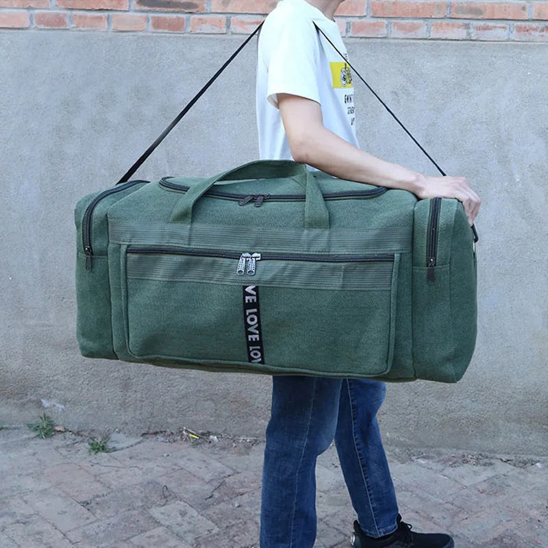 Waterproof Canvas Duffel Bag Travel Sports Green Duffel Bags - Tophatter Daily Deals