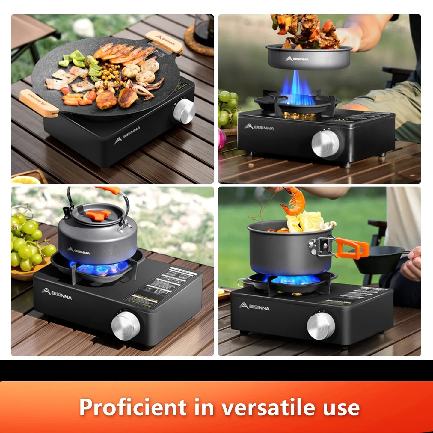 5800W Camping Gas Stove Overvoltage Protection Black Camp Cooking - Tophatter Daily Deals