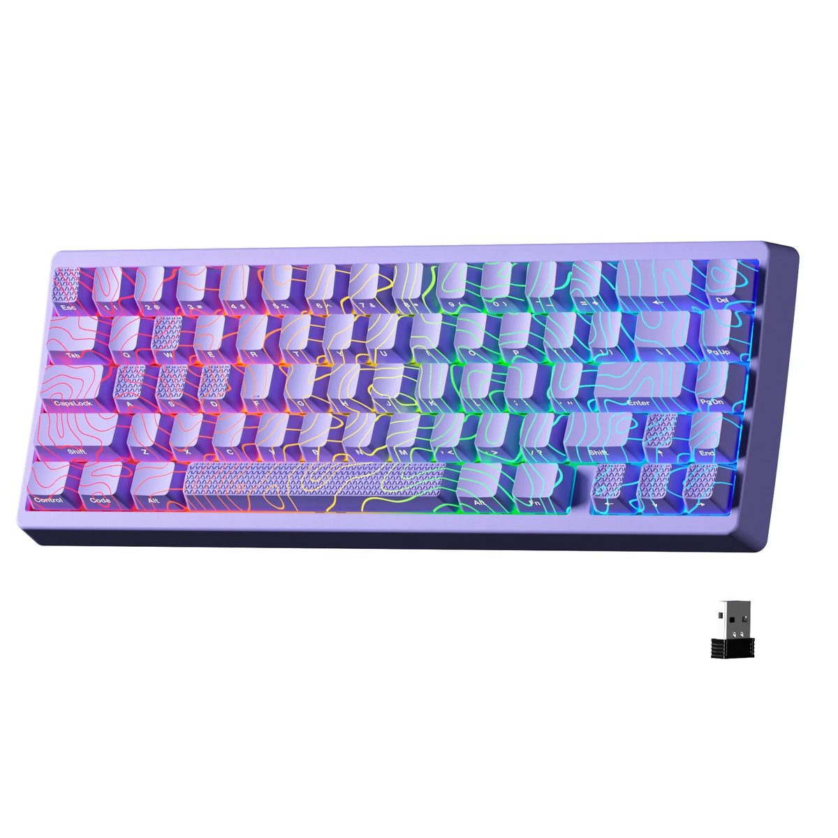 Mechanical Keyboard M67 67 Key Gasket Hot Swappable RGB Purple - Tophatter Daily Deals