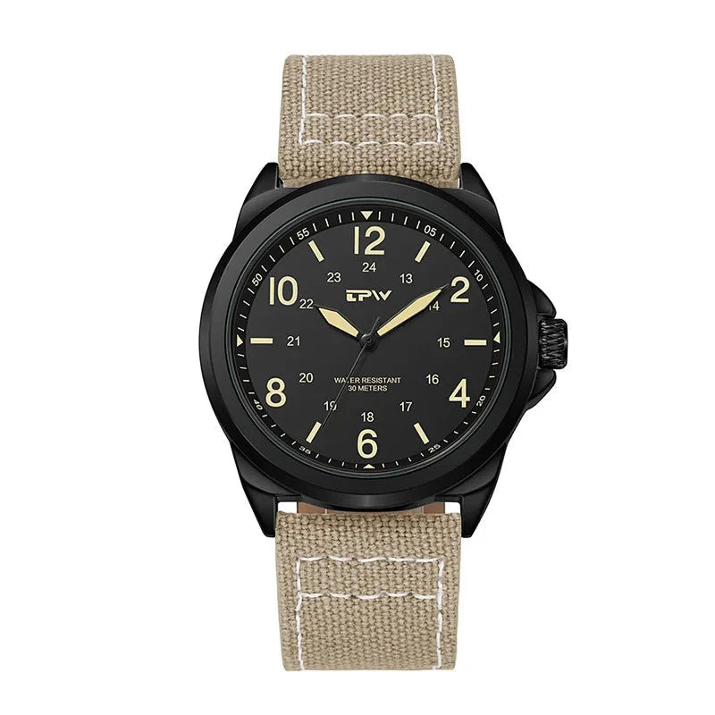 Rugged Field Watch 42mm Fabric Strap Military Analog 30M - Tophatter Daily Deals