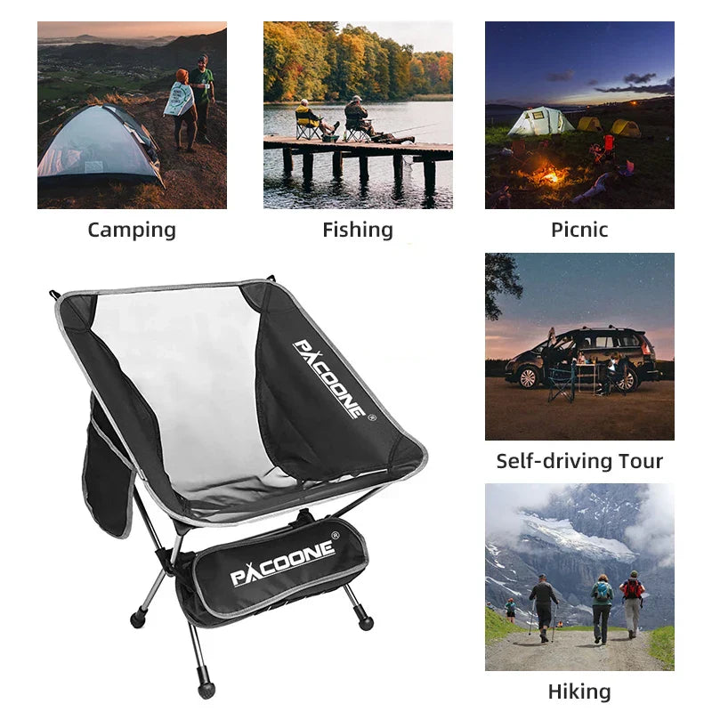 Camping Folding Moon Chair Black Camp Furniture - Tophatter Daily Deals