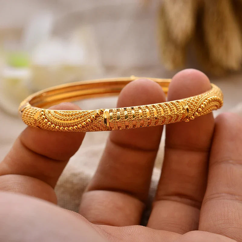 Gold Plated Bangles Luxury Arabic Wedding Bracelet - Tophatter Daily Deals
