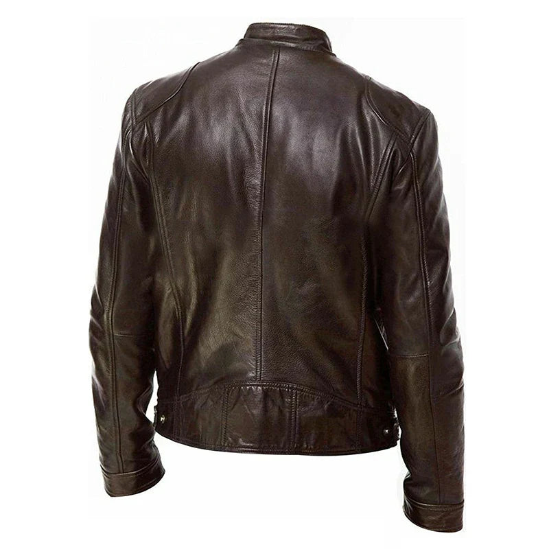 Men's PU Motorcycle Leather Jacket Slim Fit Zipper Apparel & Accessories > Clothing > Outerwear > Motorcycle Outerwear - Tophatter Daily Deals