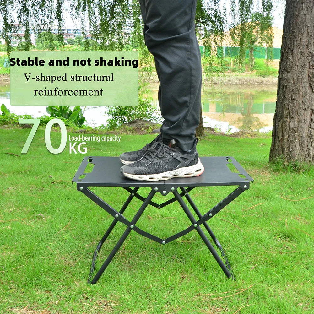 Foldable Hollowed Surface Camping Table Black Camp Furniture - Tophatter Daily Deals