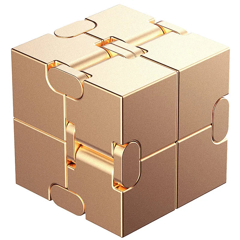 Metal Magic Cube Stress Relief Toy Portable Puzzle Focus ABS plastic Gold - Tophatter Daily Deals