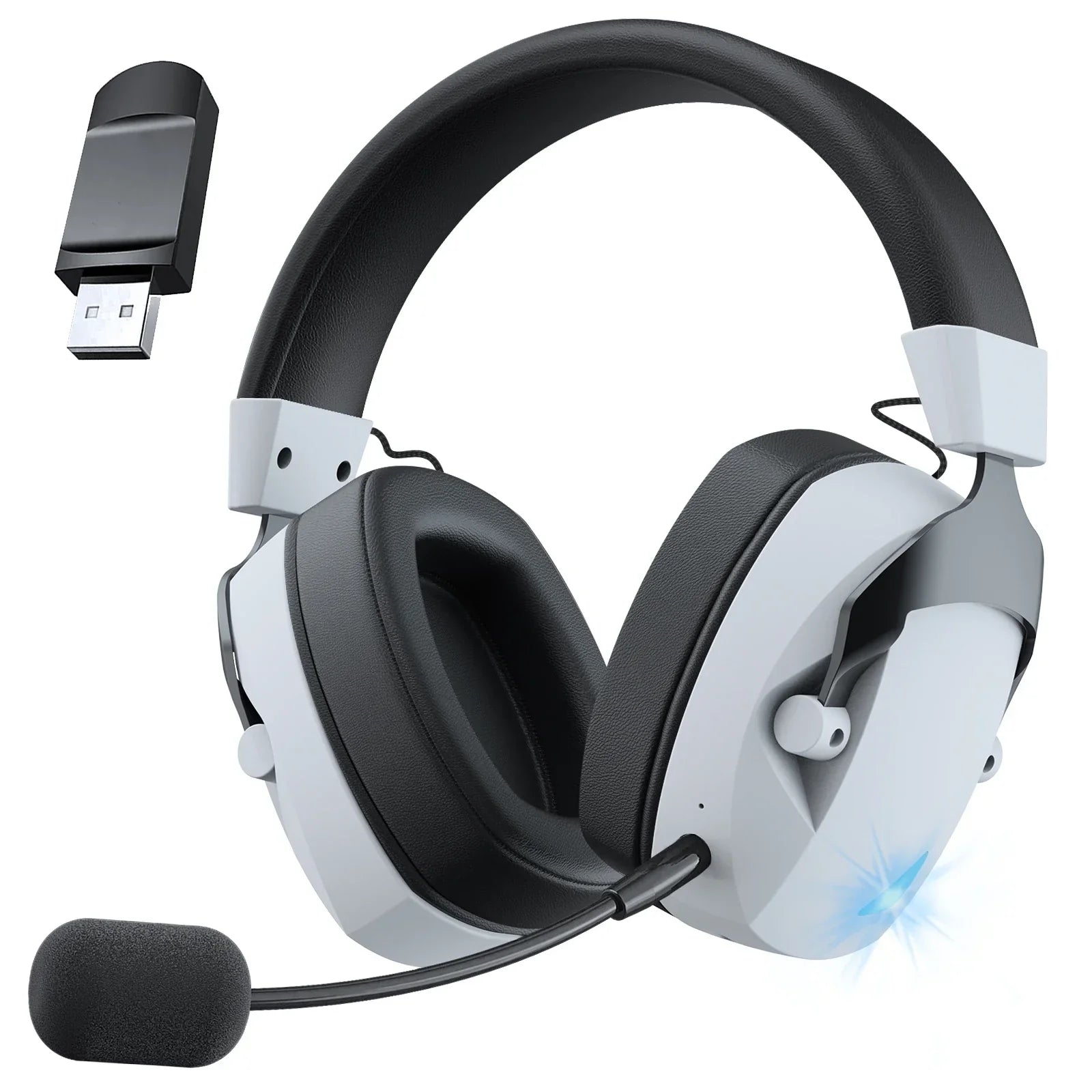 Wireless Gaming Headset Detachable Mic Multi Mode Comfort BlackWhite - Tophatter Daily Deals