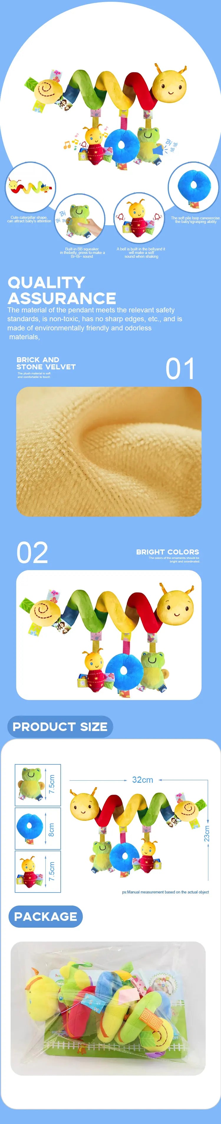 Baby Hanging Car Seat Toy With Squeaker Rattles 0 To 12M - Tophatter Daily Deals