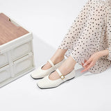 Supportive Women Mary Jane Flats - Square Toe, Leather - Tophatter Daily Deals