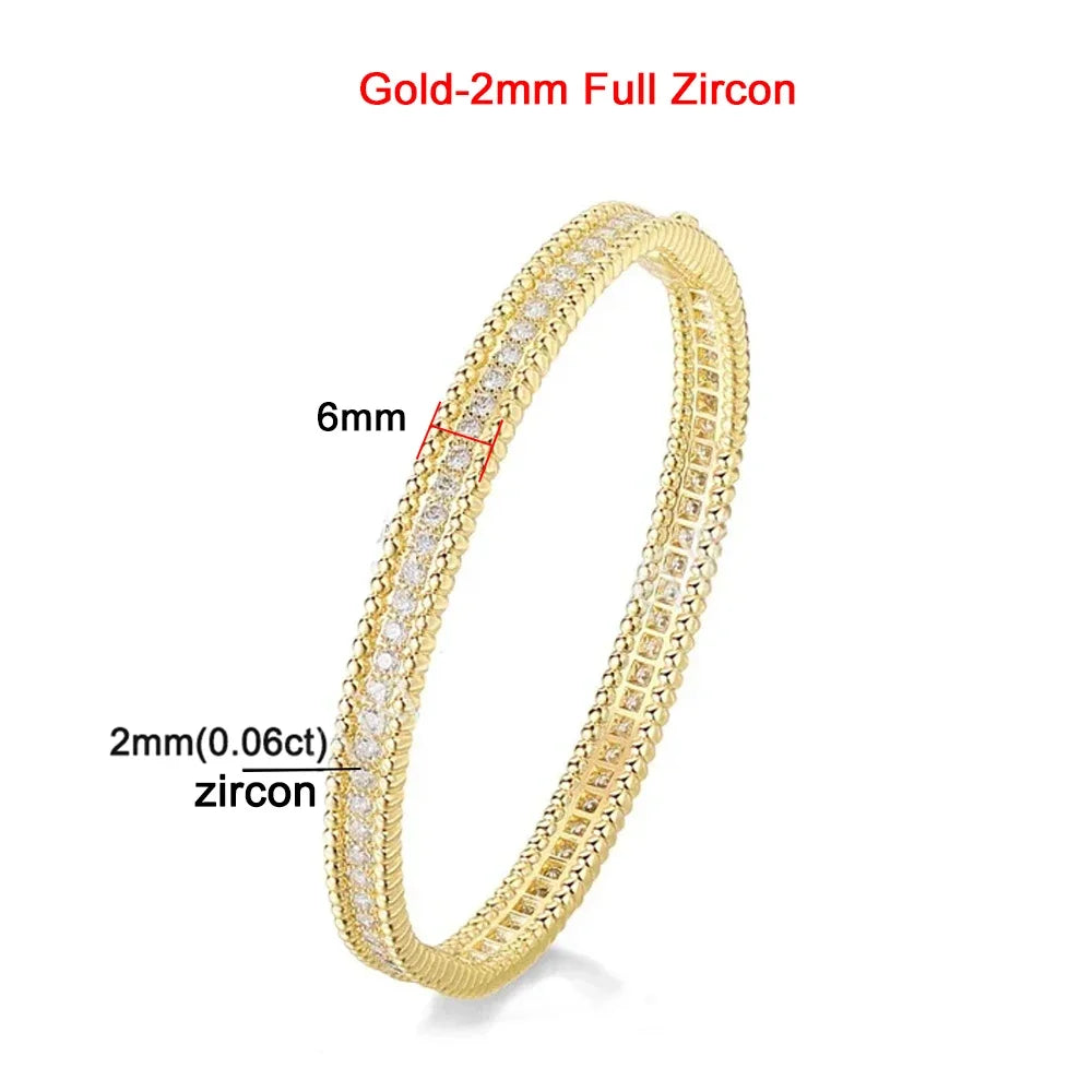 Moissanite 2mm Bracelet 18K Gold Plated Tennis Bangle Gold-Zircon - Tophatter Daily Deals