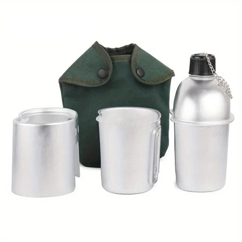 4-Piece Military Cookware Set Silver Camp Cooking - Tophatter Daily Deals