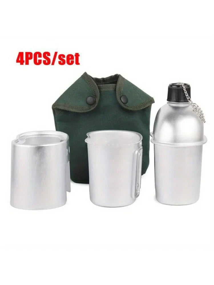 4-Piece Military Cookware Set Silver Camp Cooking - Tophatter Daily Deals