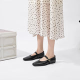 Supportive Women Mary Jane Flats - Square Toe, Leather - Tophatter Daily Deals