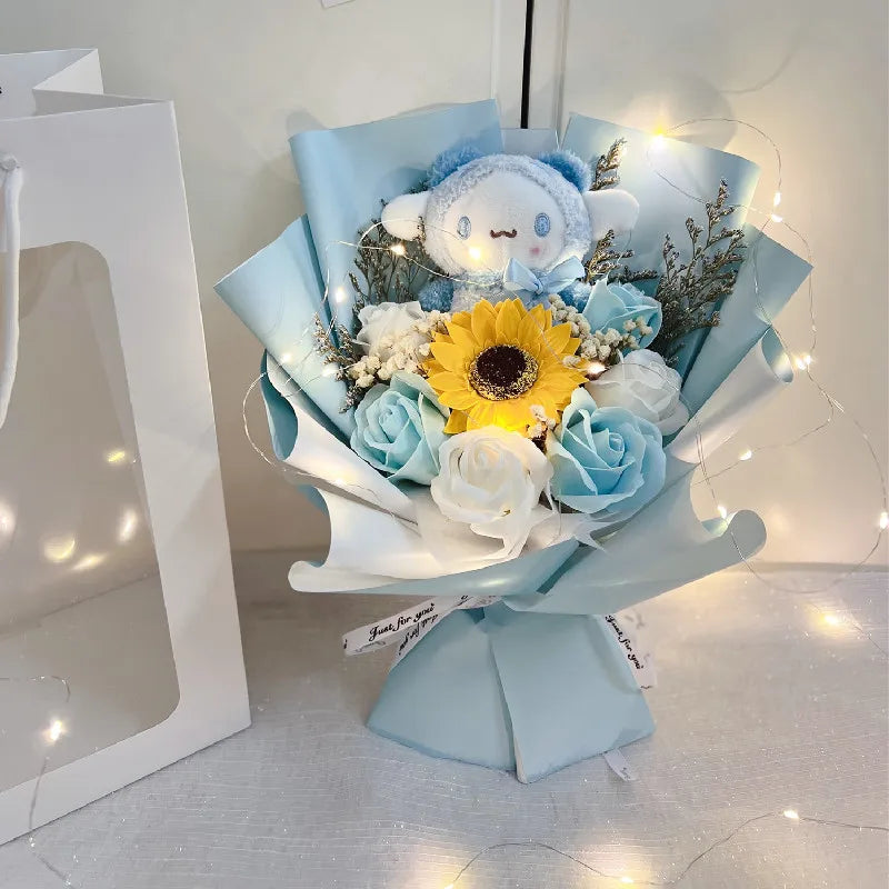 Kawaii Sanrio Kuromi Cinnamoroll Plush Bouquet Cinnamoroll (No LED) Flowers - Tophatter Daily Deals