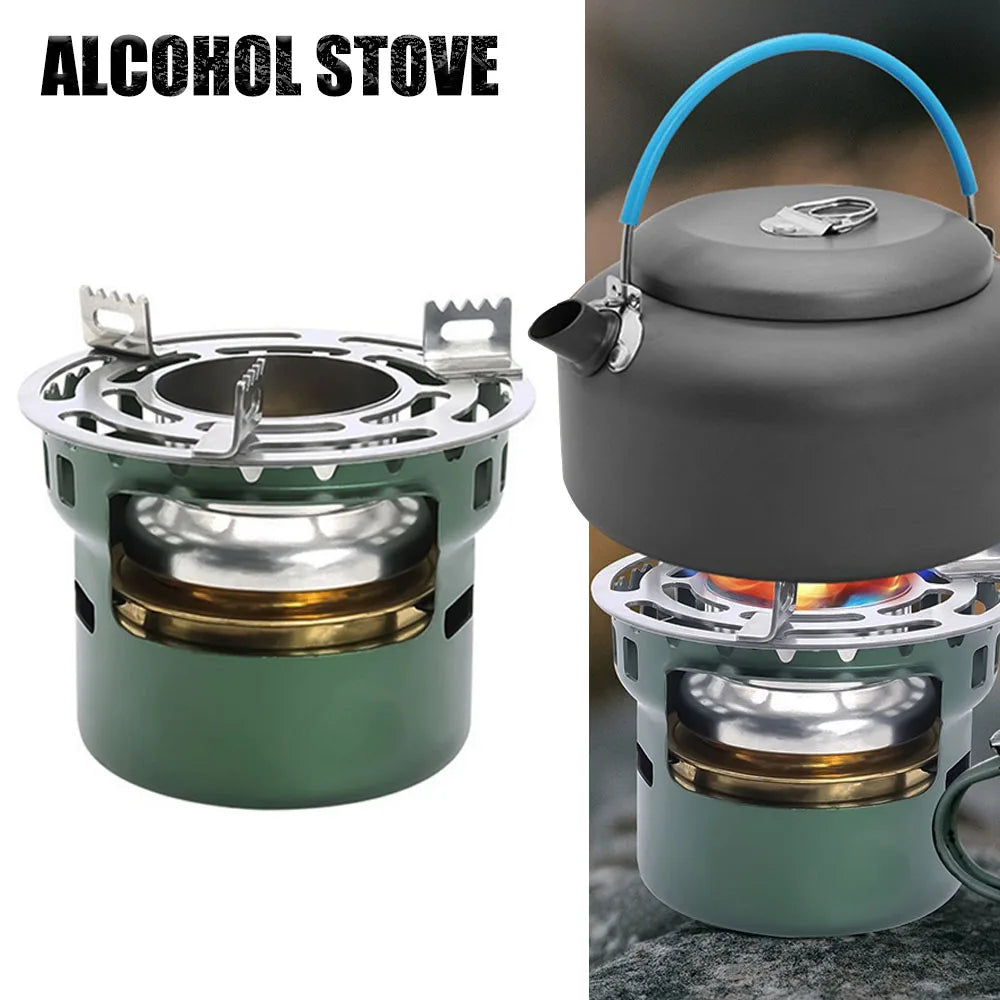 Portable Outdoor Alcohol Stove Green Camp Cooking - Tophatter Daily Deals
