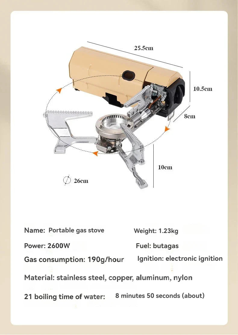 2670W Folding Camping Gas Stove Khaki Camp Cooking - Tophatter Daily Deals