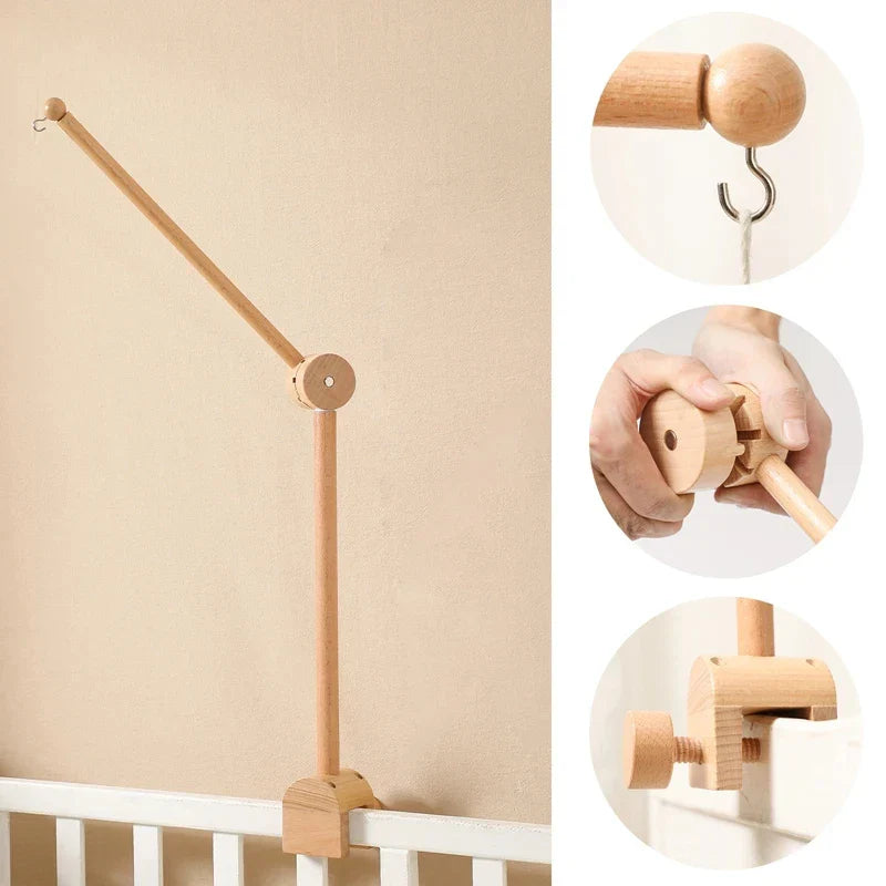 Wooden Crib Mobile Bracket Newborn Sensory Toys Soothing - Tophatter Daily Deals
