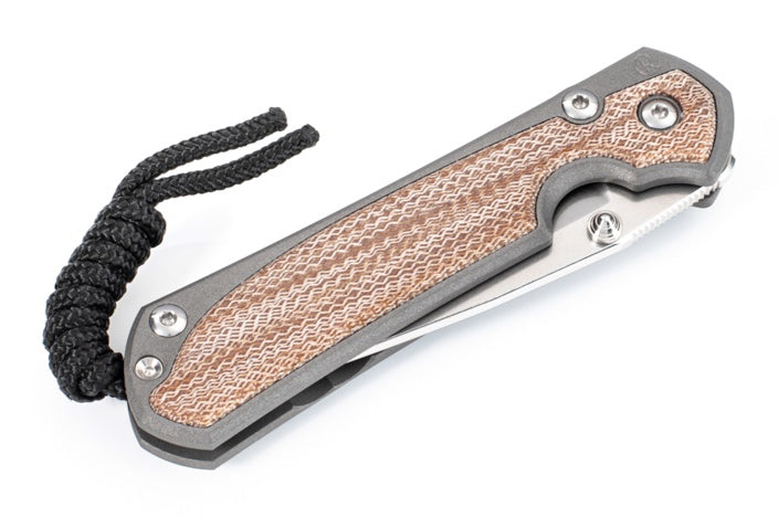 Chris Reeve Knives Small Sebenza 31 - Left Handed - Natural Canvas Micarta Inlay - Drop Point - S31-1213 FOLDING KNIVES - Tophatter Daily Deals