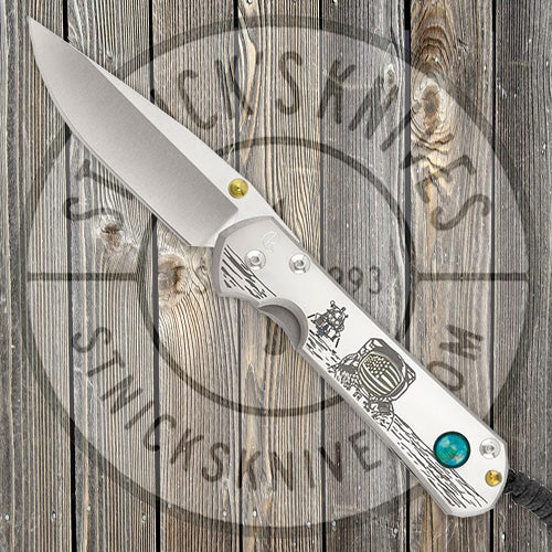 Chris Reeve Knives - Small Sebenza 31 - CGG Lunar Landing W/ Chrysocolla - Drop Point - S31-1504 FOLDING KNIVES - Tophatter Daily Deals