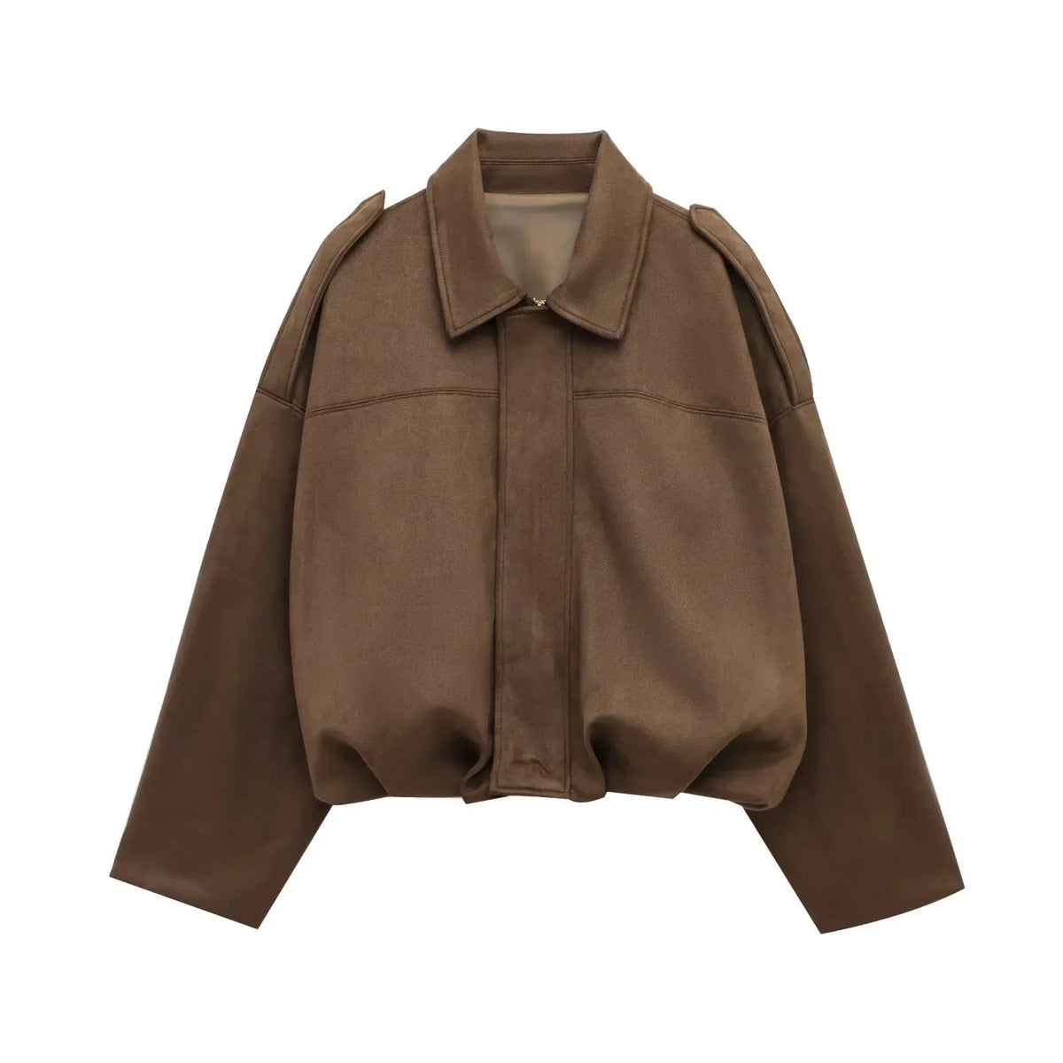 Oversized Women’s Bomber Jacket - Boxy, Velvet, Autumn Brown - Tophatter Daily Deals