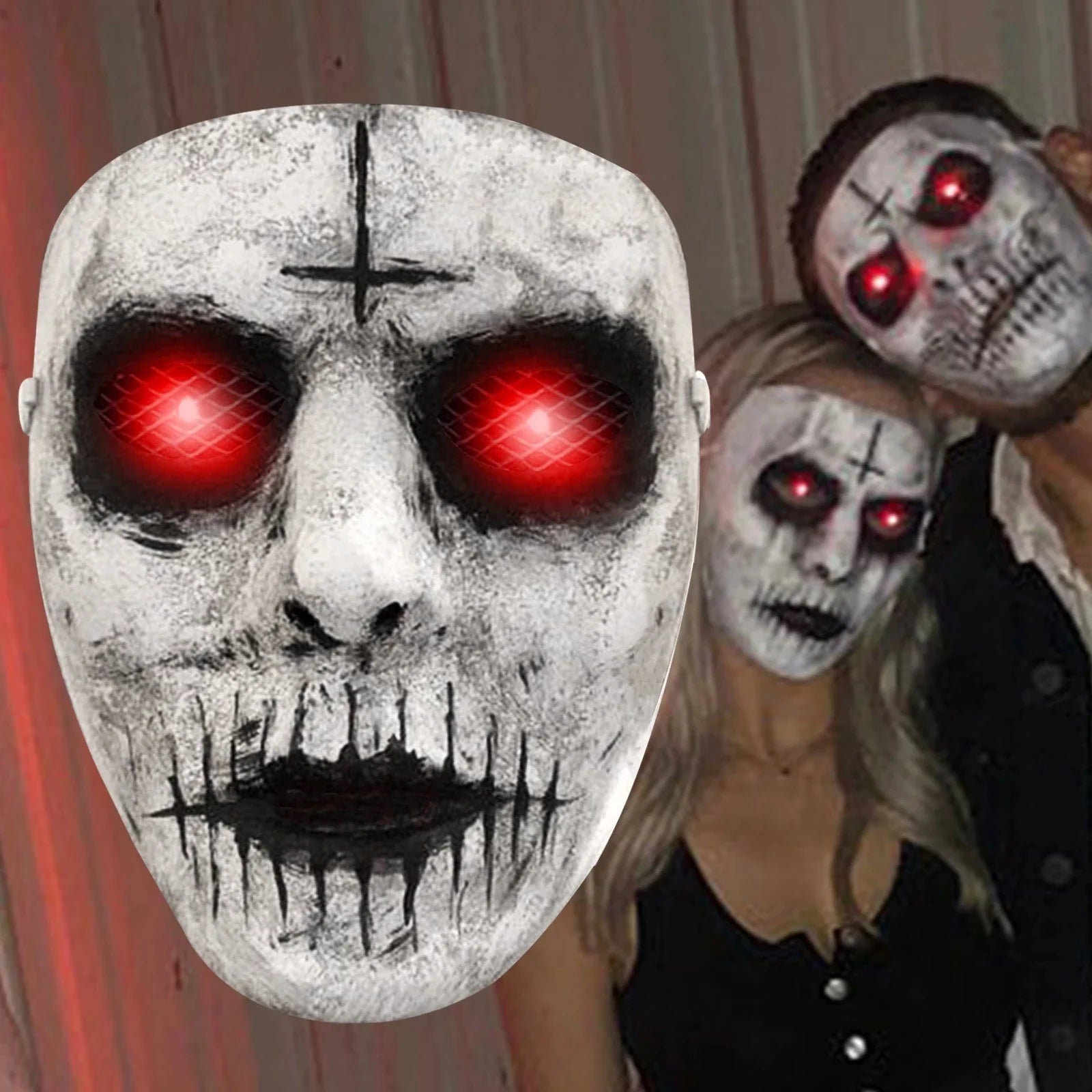 Halloween Mask Red LED Demon Latex Creepy Party Mask - Tophatter Daily Deals