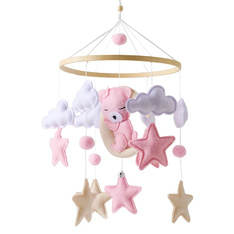 Wooden Crib Mobile Felt Bear Musical Newborn Sensory Toys - Tophatter Daily Deals