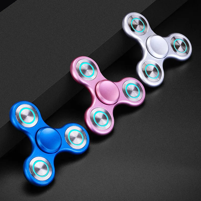 Fidget Spinner Luminous Metal Triangle EDC Desk Focus Toy - Tophatter Daily Deals