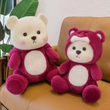 Cute Rose Red Bear Plush Toy Animals - Tophatter Daily Deals