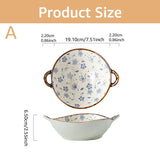 Ceramic 7.5 Inch Noodle Bowl With Handles Floral Porcelain - Tophatter Daily Deals