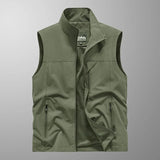 Waterproof Versatile Mens Vest - Sleeveless Polyester Army Green - Tophatter Daily Deals
