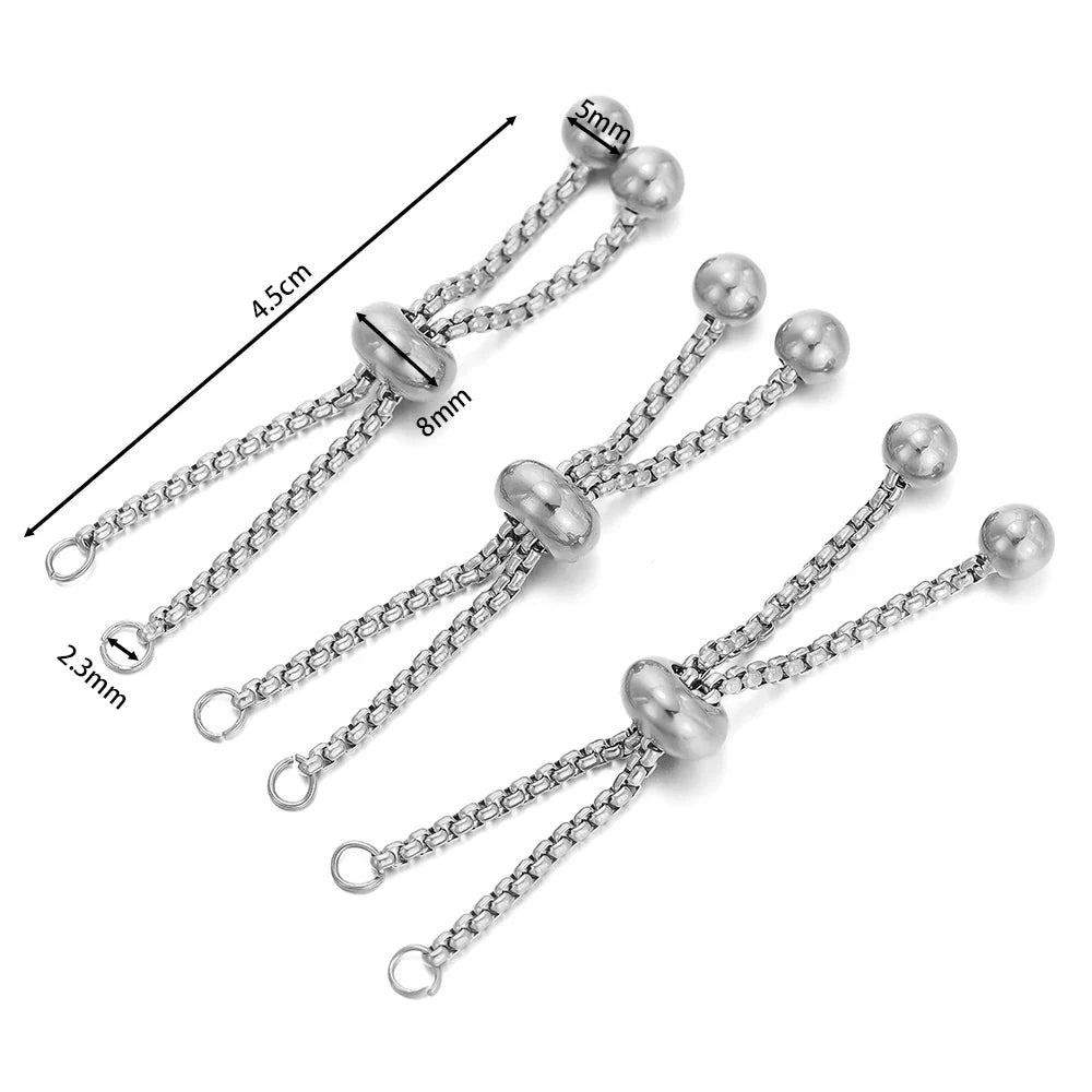Stainless Steel Bracelet Extenders Adjustable Slider 3Pc Steel 02 3pcs - Tophatter Daily Deals