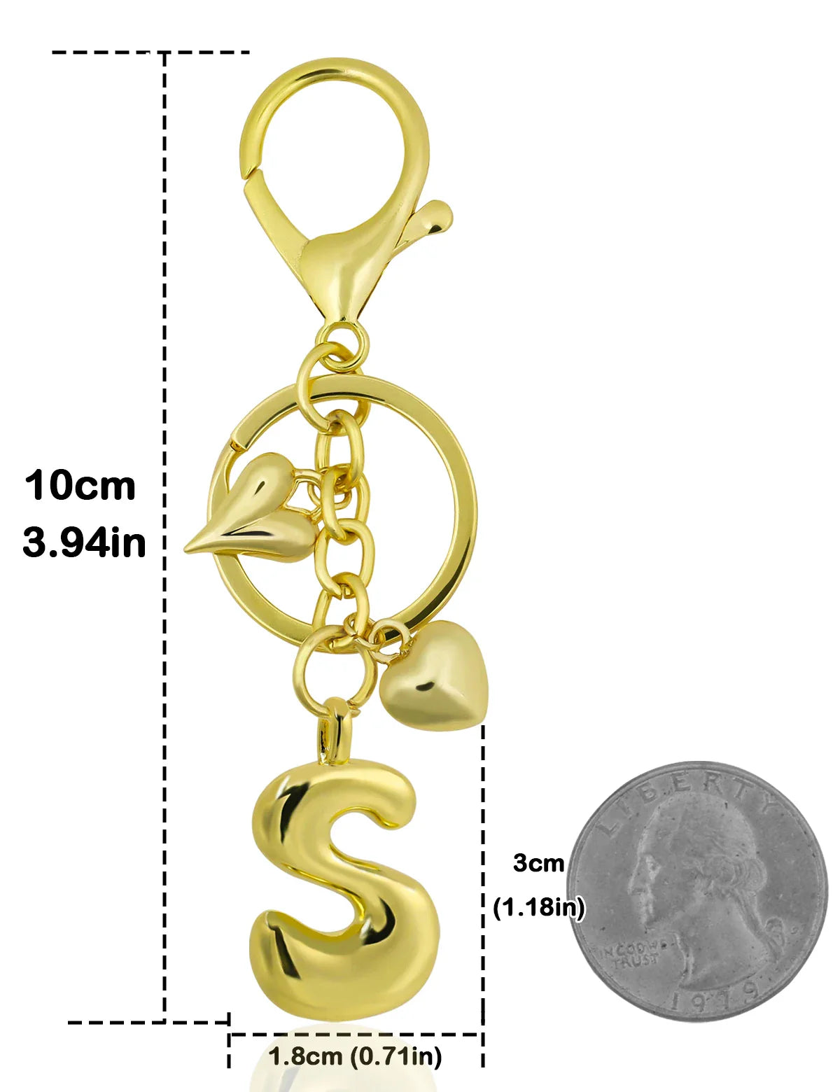 Personalized Keychain Gold Bubble Letter Bag Charm Gift S - Tophatter Daily Deals