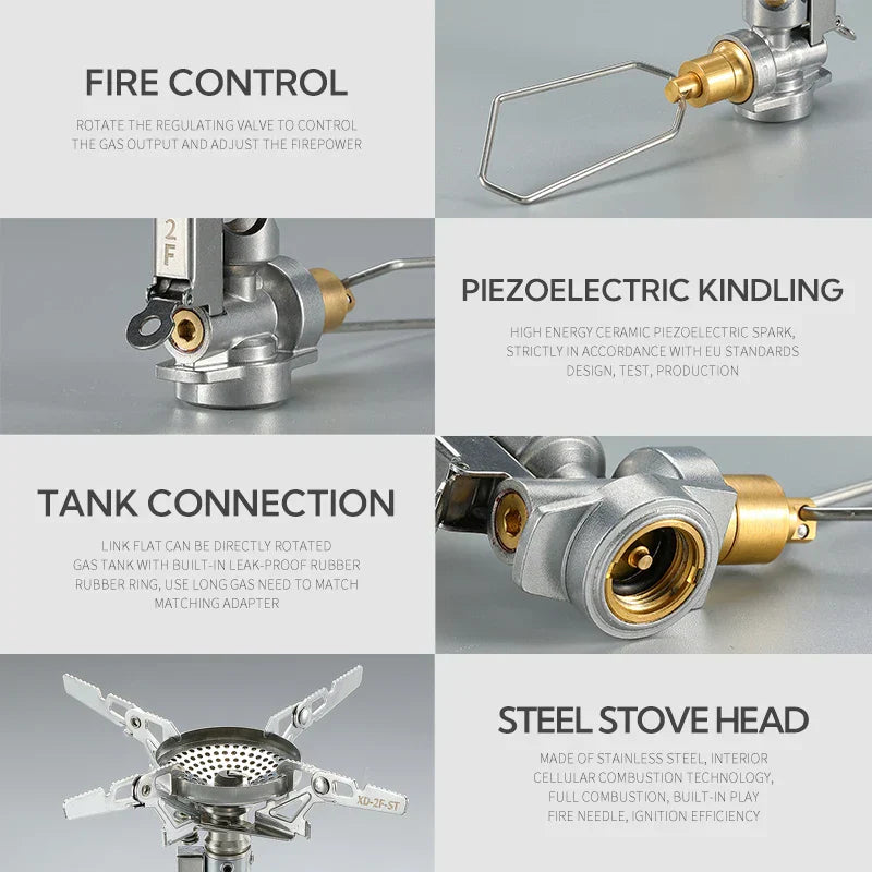Adjustable Mini Camping Gas Stove Split-Type Burner Silver Camp Cooking - Tophatter Daily Deals