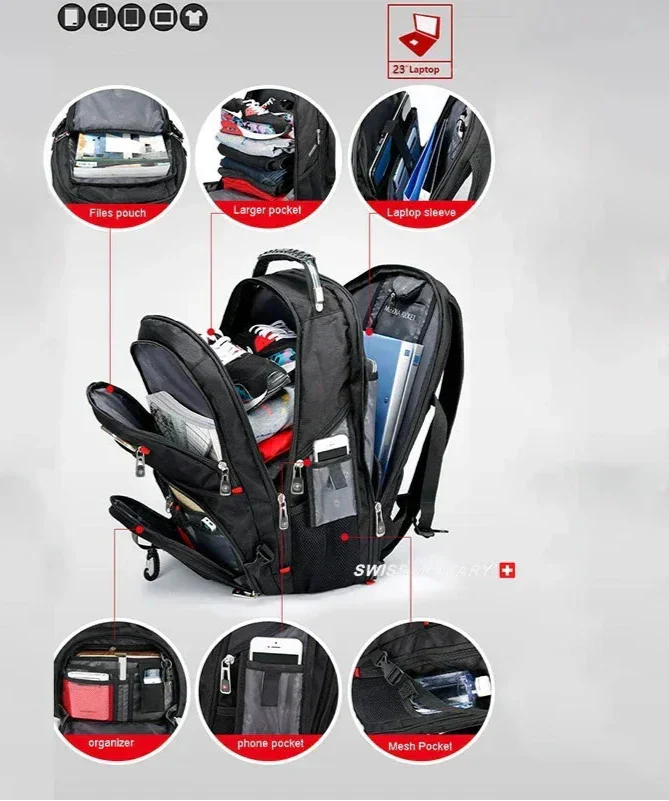 Waterproof Backpack with USB Charging PortRucksack Black Backpacks - Tophatter Daily Deals