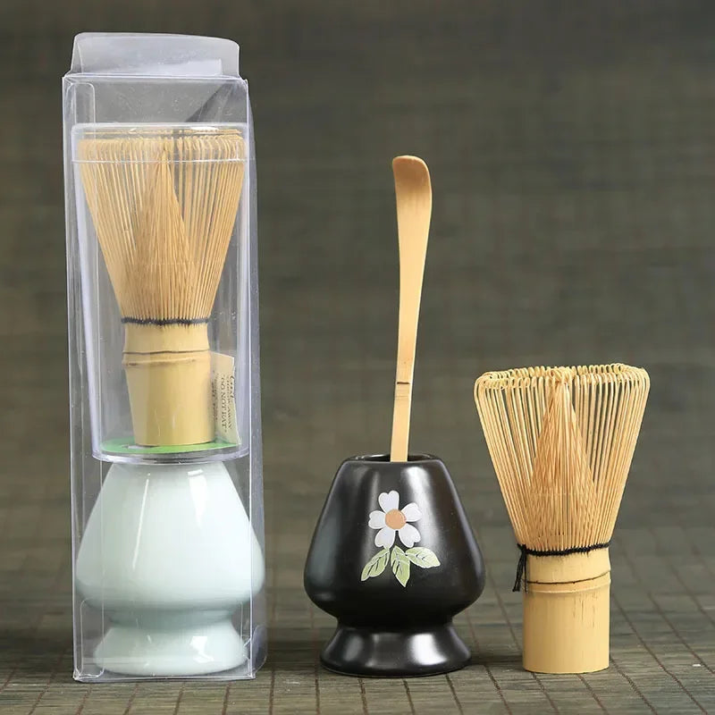 Matcha Whisk Bamboo Tea Set With Stand Spoon Handmade - Tophatter Daily Deals